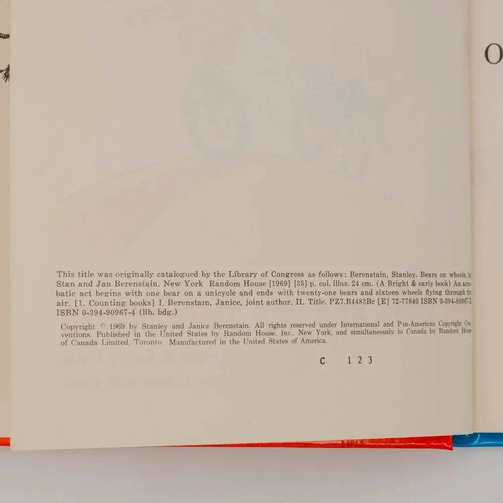 BERENSTAIN BEARS Bears on Wheels Book Hardcover Stan Jan Berenstain Vintage